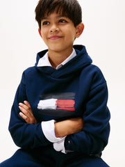 TOMMY HILFIGER Kids Flag Hoodie. Dark Navy