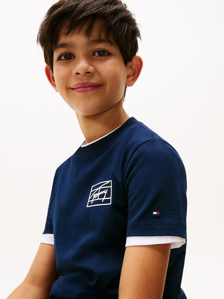 TOMMY HILFIGER Kids Varsity Print T-Shirt Dark Navy
