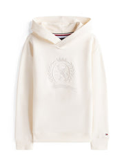 TOMMY HILFIGER Kids Crest Emb Graphic Hoodie. Ivory Silk