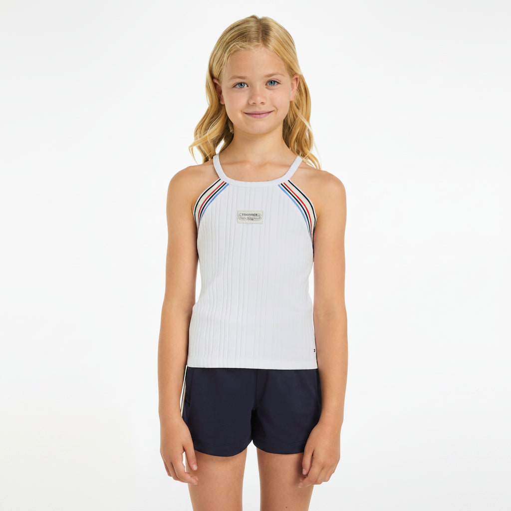 ommy Hilfiger Girls 1985 track logo ribbed tank top