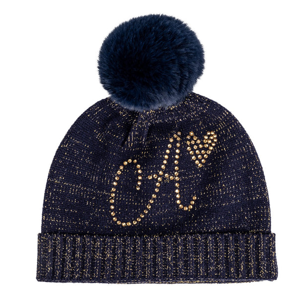 ADEE Rani Knitted Pom Pom Hat Navy