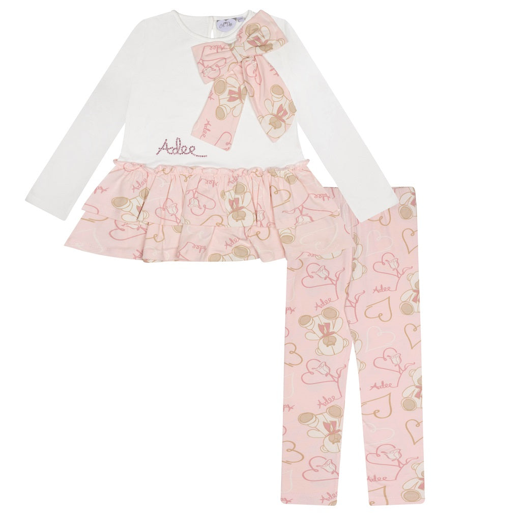 ADEE Summer Teddy Print Bow Legging Set