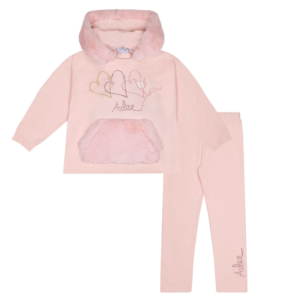 ADEE Sophia Faux Fur Hooded Tracksuit