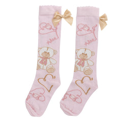 ADEE Sloane Teddy Print Knee High Socks