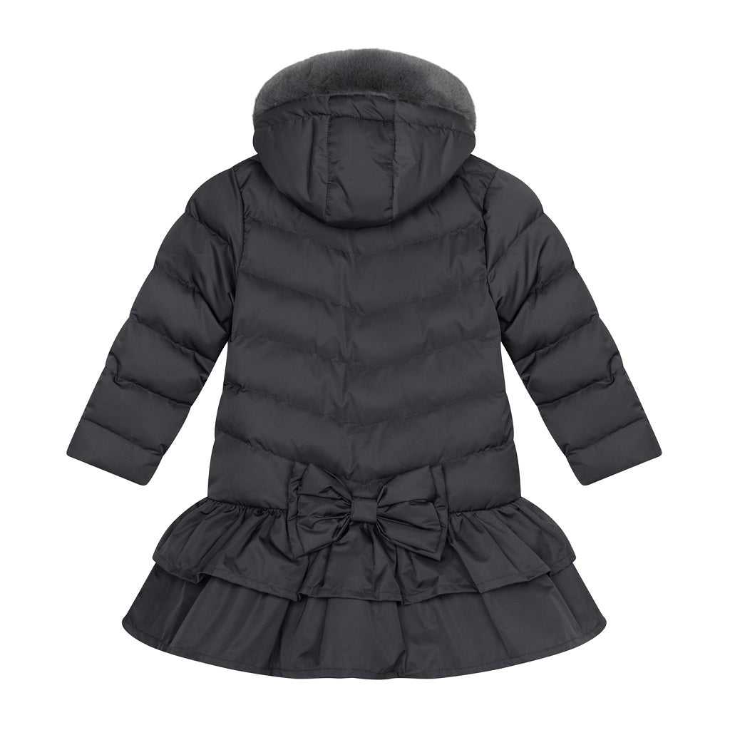 ADEE BECKY BTS Fur Hooded Jacket Dark Grey