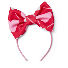 ADEE Lane Heart Print Bow Hairband Red