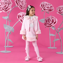 ADEE Winter Bloom Collection. The Audrey Bomber features gorgeous fur trim detailing and a classic diamanté A*Dee logo across the back. Pale Pink