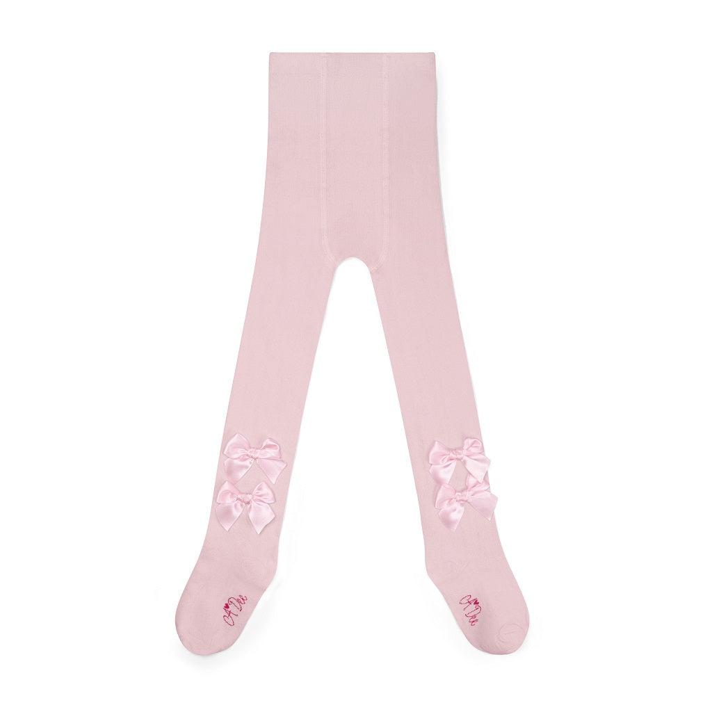 ADEE Winter Bloom Collection. The Adaline tights feature two beautiful applique bows at the back of each leg. Pale Pink