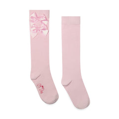 ADEE Winter Bloom Collection. A cute finishing touch, the Ariel knee-high socks are detailed with two sweet appliqué bows at the ankle. Pale Pink
