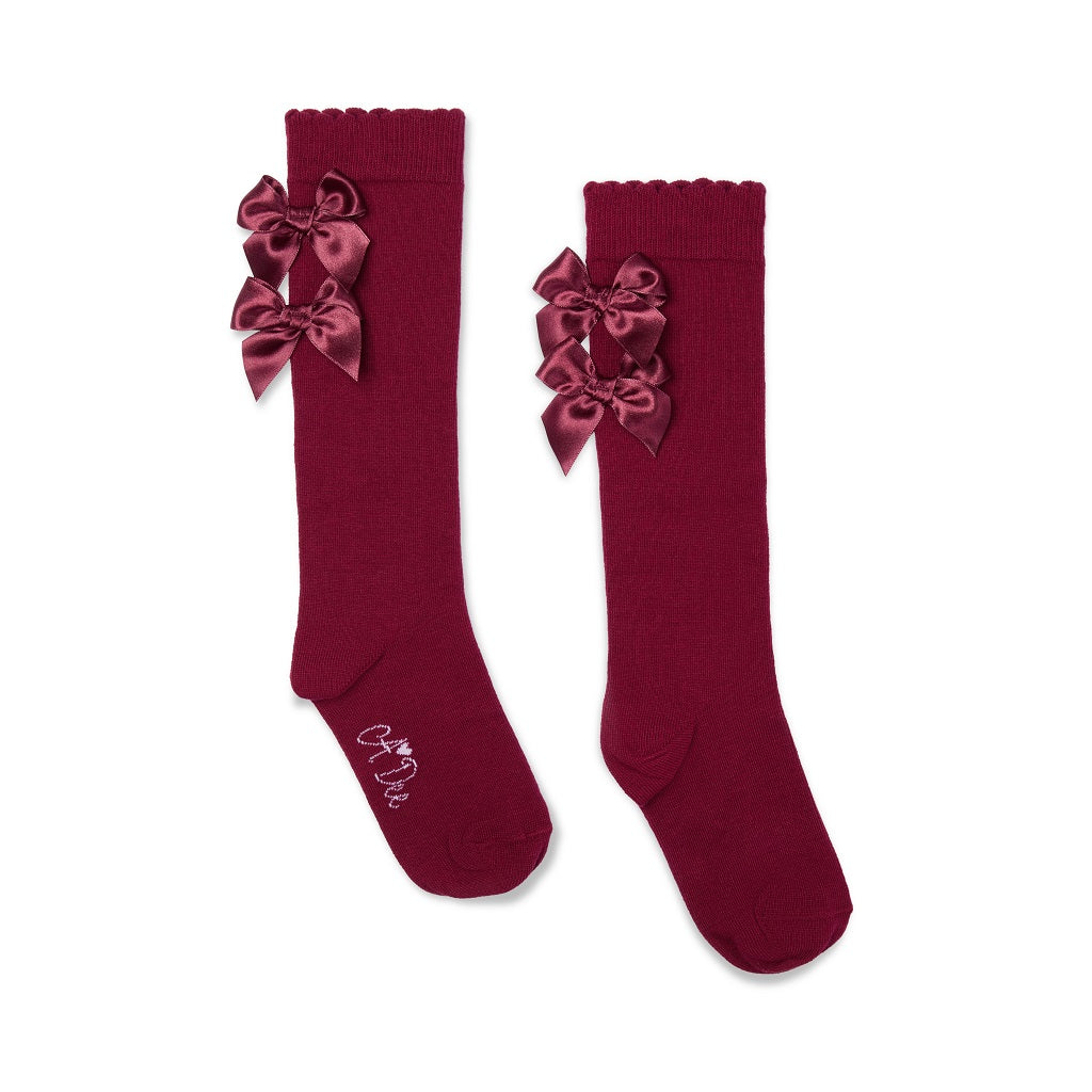 ADEE Chevron Charm Collection. A cute finishing touch, the Ariel knee-high socks are detailed with two sweet appliqué bows at the ankle. Deep Cherry