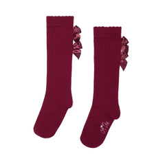 ADEE Chevron Charm Collection. A cute finishing touch, the Ariel knee-high socks are detailed with two sweet appliqué bows at the ankle. Deep Cherry