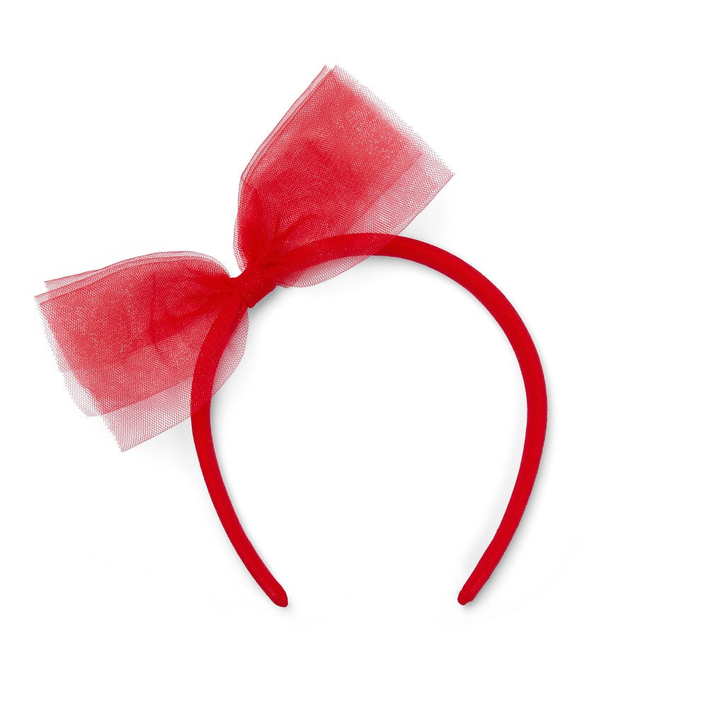 ADEE Complete your outfit with The Brynn hairband, featuring a gorgeous red tulle bow on a flexible band.