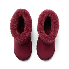 ADEE The Fluffie boots are a cosy pull-on style, featuring a faux fur upper and chunky sole for all-day comfort. Deep Cherry