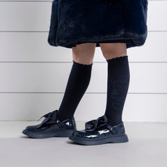 ADEE Complete your back to school outfit with the Seren knee high socks. Featuring a sparkling diamante logo on each side. Dark Navy