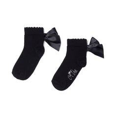 ADEE pixie ankle socks with a satin frill detail around the cuff, adding a touch of style to any outfit. Black