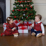 Emile et Rose Carlina Baby Girls Red Tartan Dress with Tights
