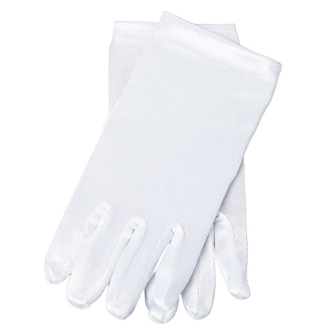 Satin Gloves in White for Girls
