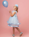 Caramelo Kids Diamante Tulle Dress Sky Blue
