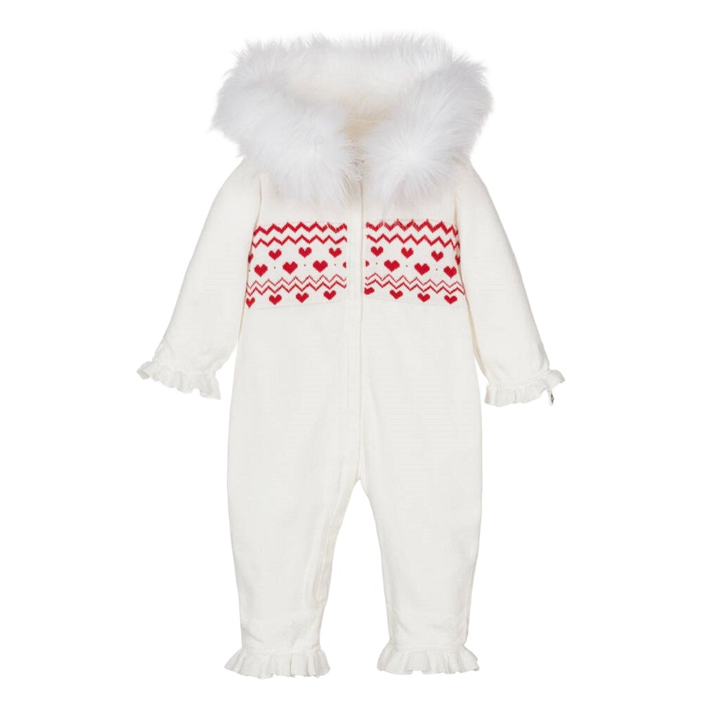 Mini Knitted Heart Fairisle Zip Romper