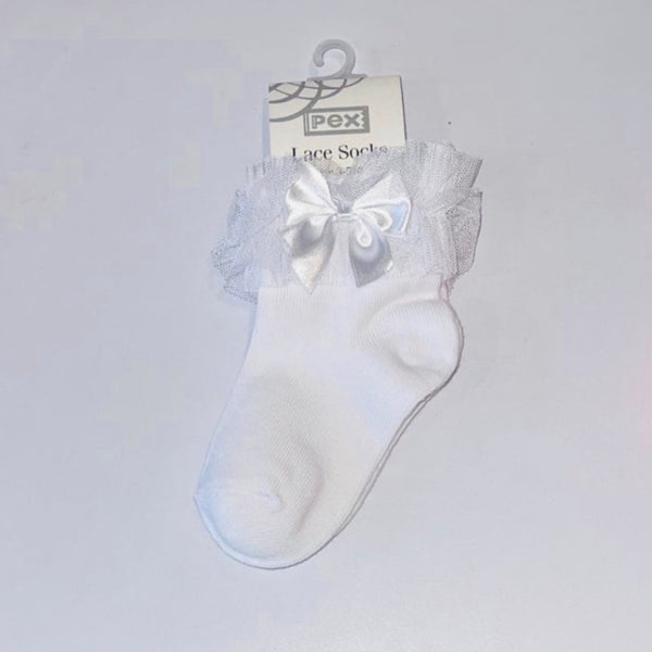 Isla Ankle Bow Socks White