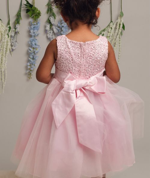 Girls Sequin Tulle Dress Pink