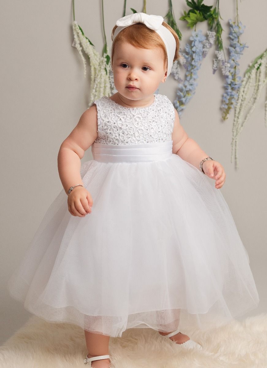 Baby Girls Sequin Tulle Dress Ivory