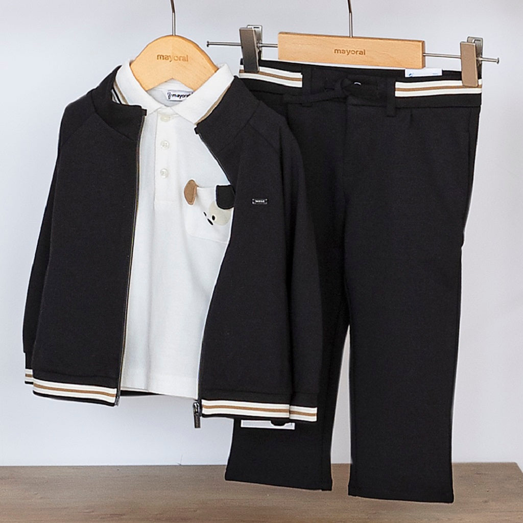 Mayoral Baby Boys Smart Trouser Set in premium viscose blend. Features soft, breathable fabric with secure zipper closure for effortless dressing