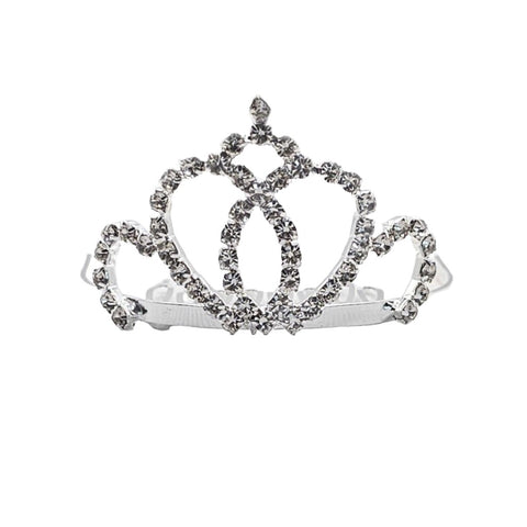 Silver Diamante Crown Tiara Comb
