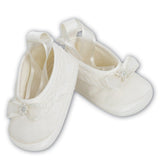 Baby Girls Ivory Satin Shoes - Kizzies, Shoes - Childrens Wear