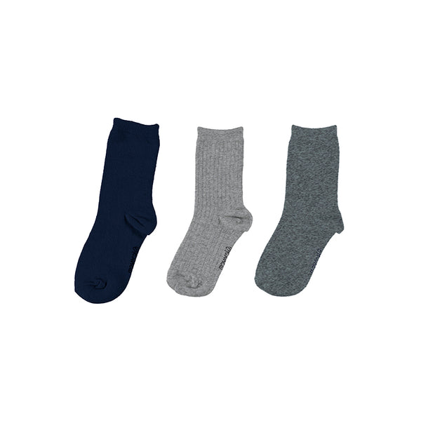 Boys Socks 3 Pair Set Navy Grey