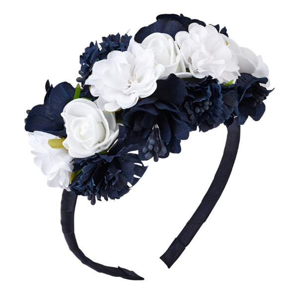 Girls Navy Flowers Headband - Kizzies, Headbands - Childrens Wear