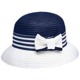 Girls Navy Striped Hat - Kizzies, Hats - Childrens Wear