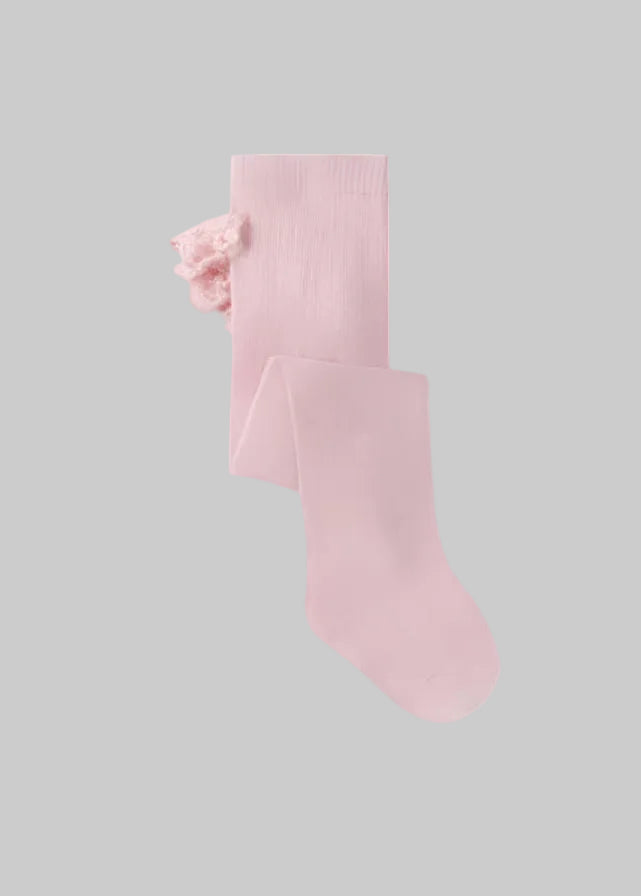 MAYORAL Knitted tights with lace ruffles to perfect all your babies' outfits. Very soft with elastic waist. Rose Pink