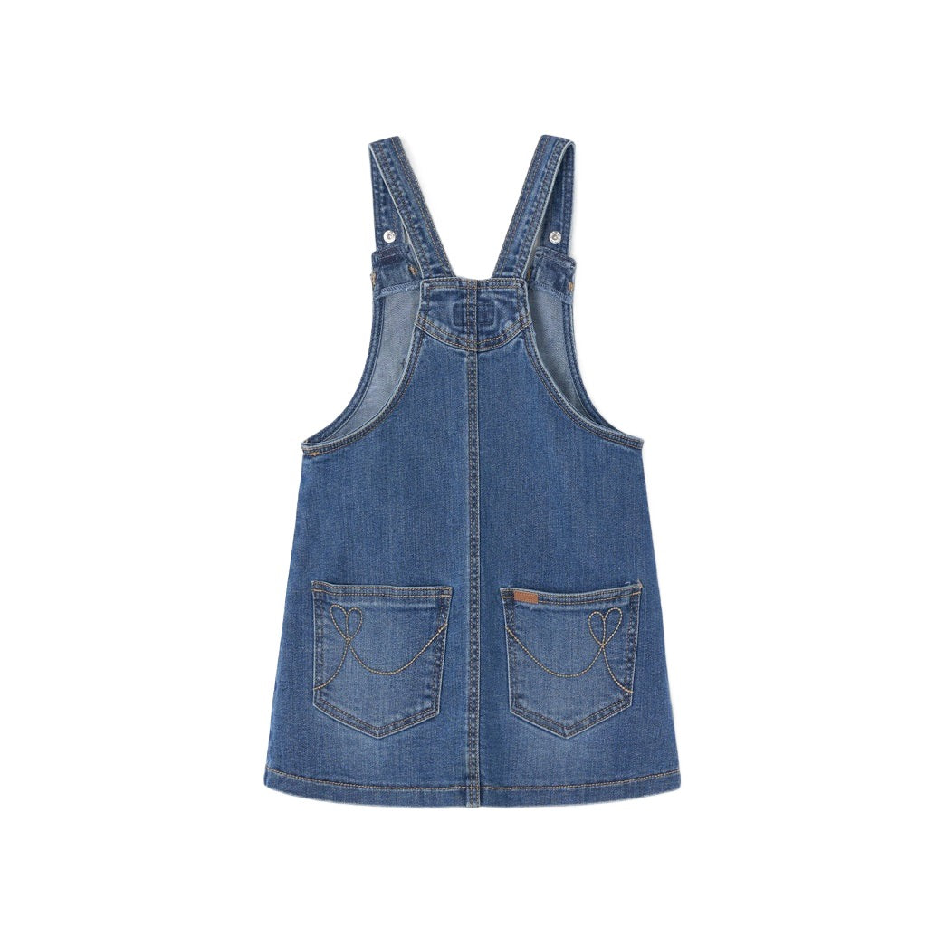 Girls Denim Flower Dungaree Skirt