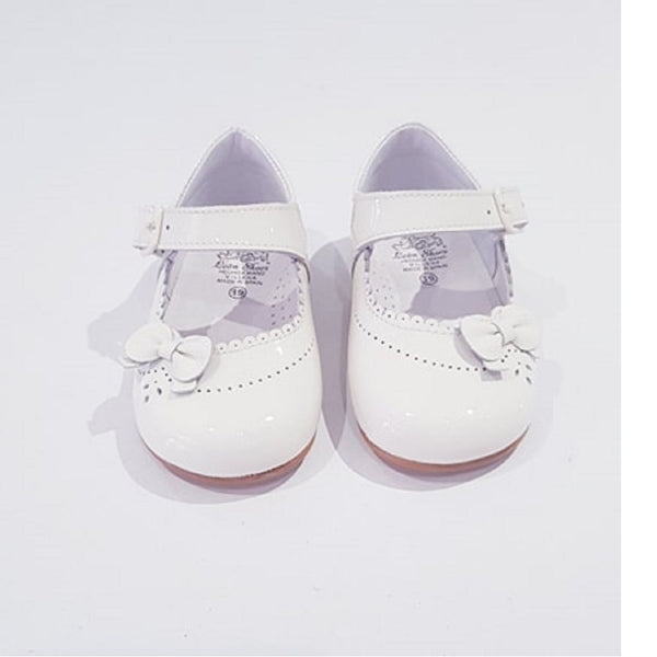 Classic Patent Shoes with Bow Ivory - Kizzies, Shoes - Childrens Wear