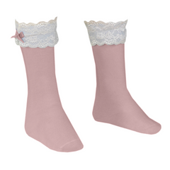 Miranda Lace Socks Knee Hi Pink