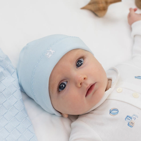 Baby Boys Pale Blue Pull on Hat - Kizzies, Hats - Childrens Wear