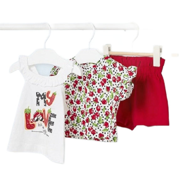 Baby Girls 3 Piece Shorts Set Red
