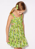 Girls Patterned Dress Lime