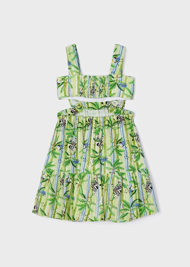 Girls Patterned Dress Lime