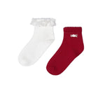 Girls 2 Pair Red Socks