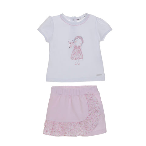 Baby Pink Little Flora Shorts Set