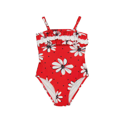 Girls Printed Swimsuit Red