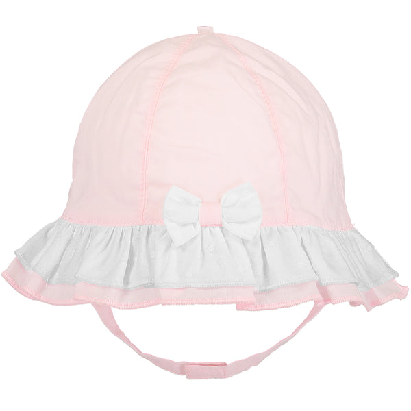 Baby Girls Frilled Sunhat with Chin Strap Pink