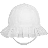 Gabby Frilled Sunhat with Chin Strap White