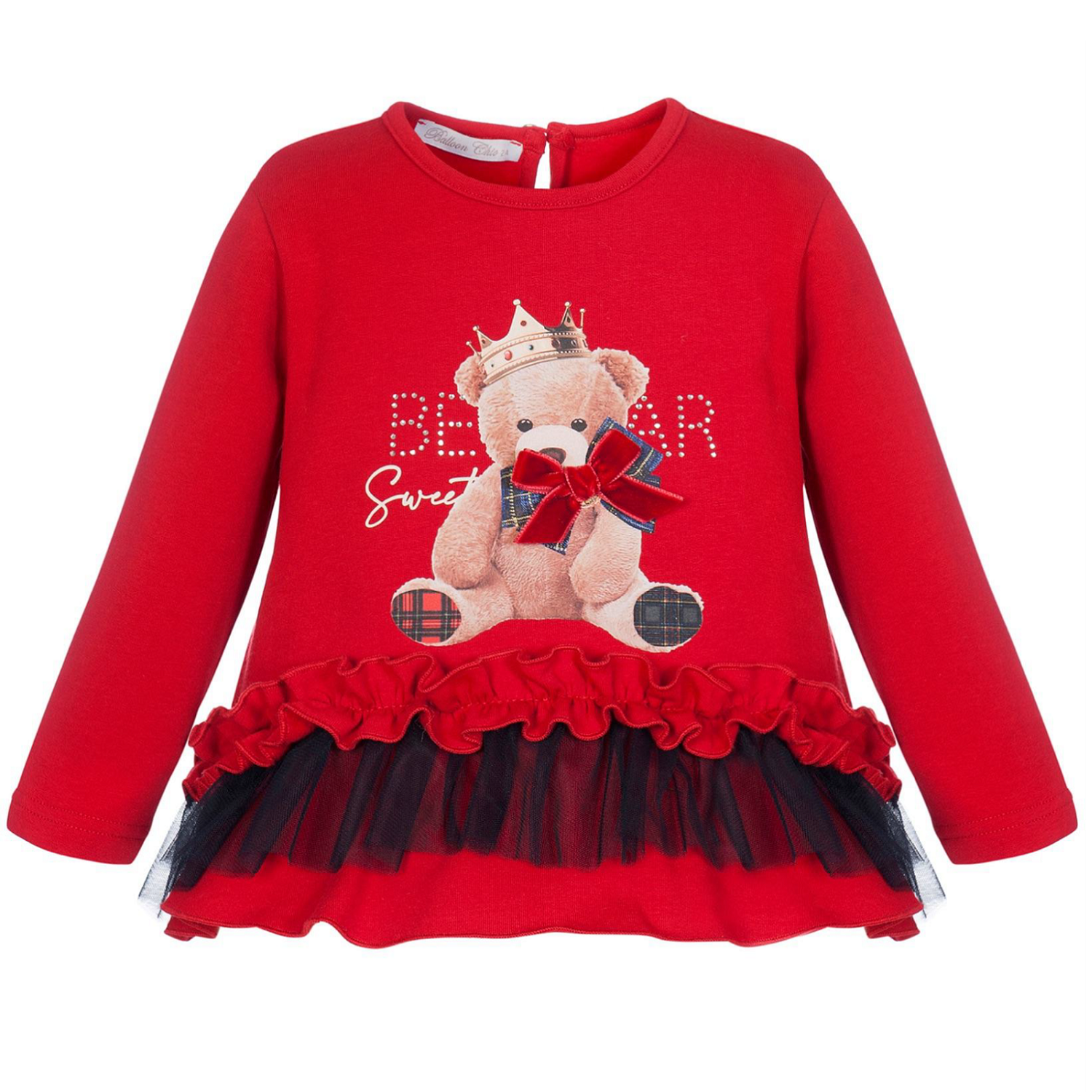 BALLOON CHIC Bear Top Tartan Leggings