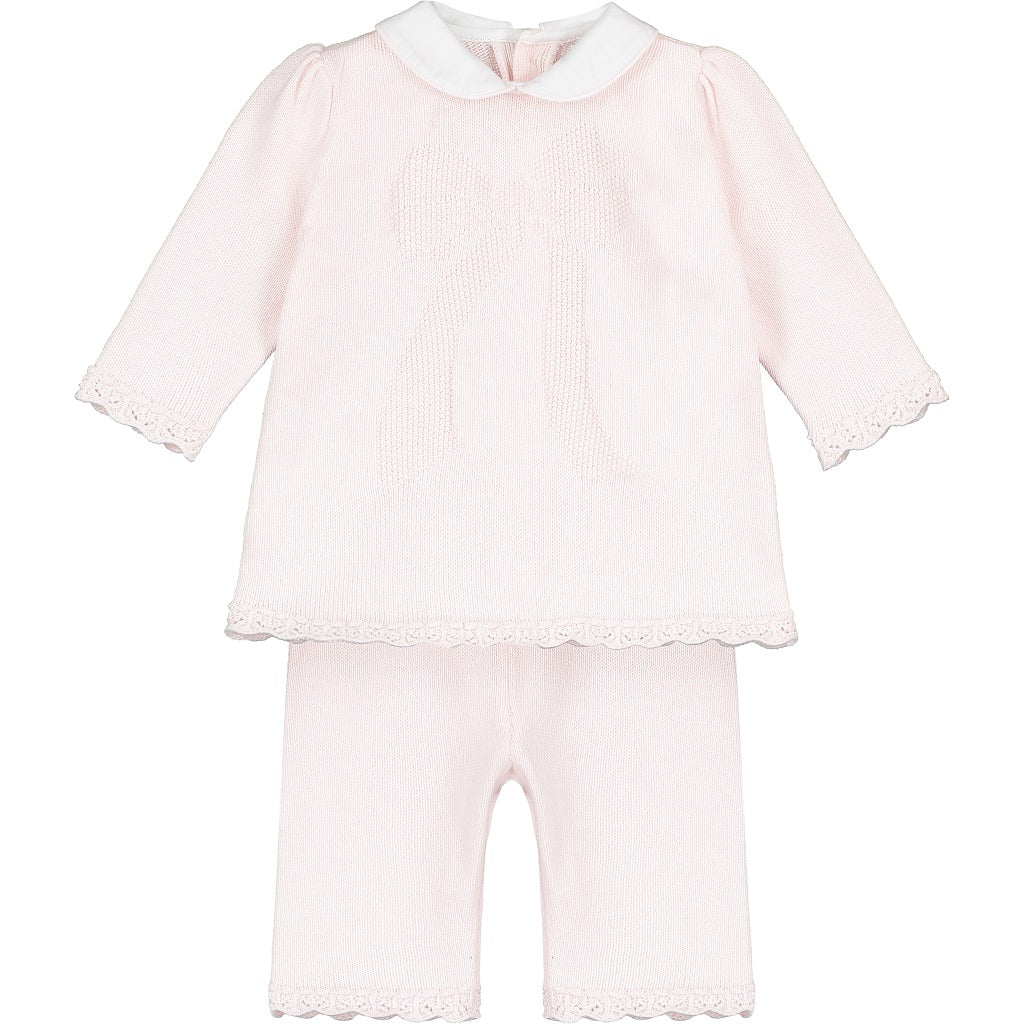 Emile et Rose - Cleo - Baby Pink 2 Piece Set Knit Bow Detail | Kizzies