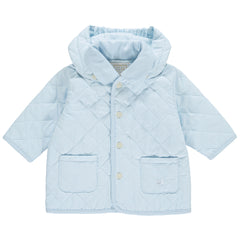 Emile et Rose Baby Boys Blue Quilted Hooded Jacket | Kizzies