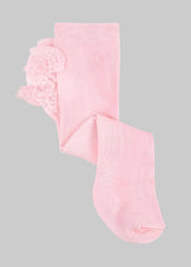 Mayoral ribbed tights with ruffle bum, baby rose.
