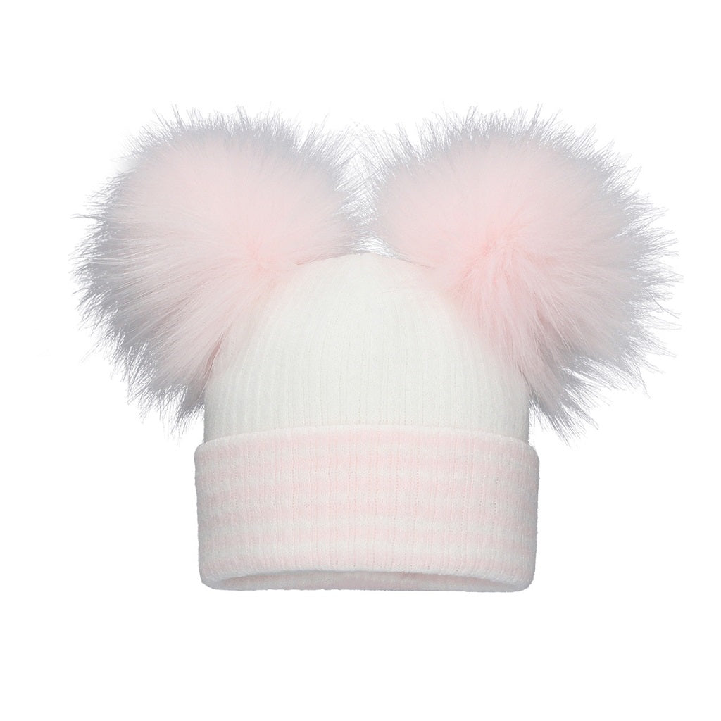 Baby Hat Stripe Double Pink